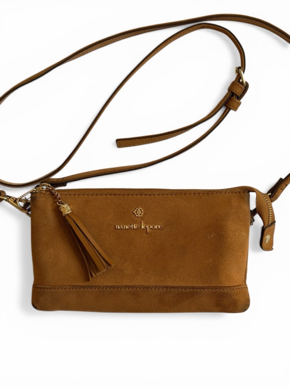 Nanette Lepore Suede Crossbody Bag in Cognac
